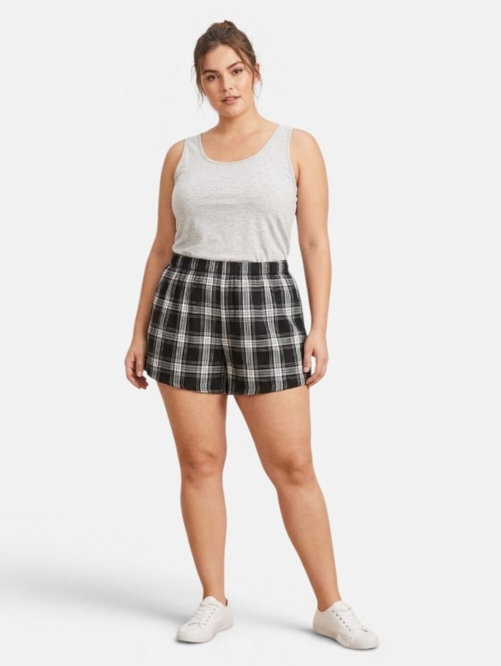 NWOT Black and White Plaid Elastic Waist Shorts